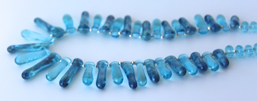 Beads made from a Bombay Sapphire Gin bottle