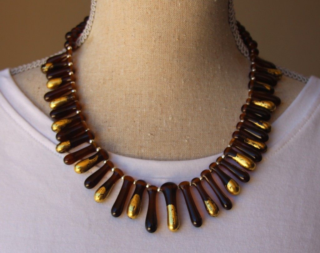 Recycled glass bead necklace - Coopers Sparkling Ale bottle was used to make these beads