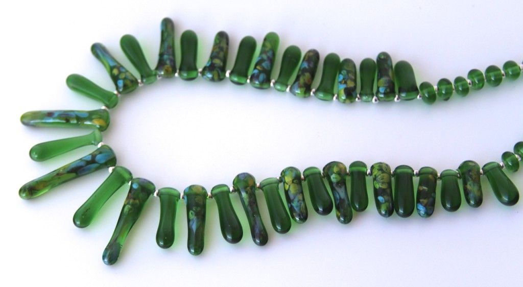 Drip Bead necklace - beads made from a Peroni Beer Bottle