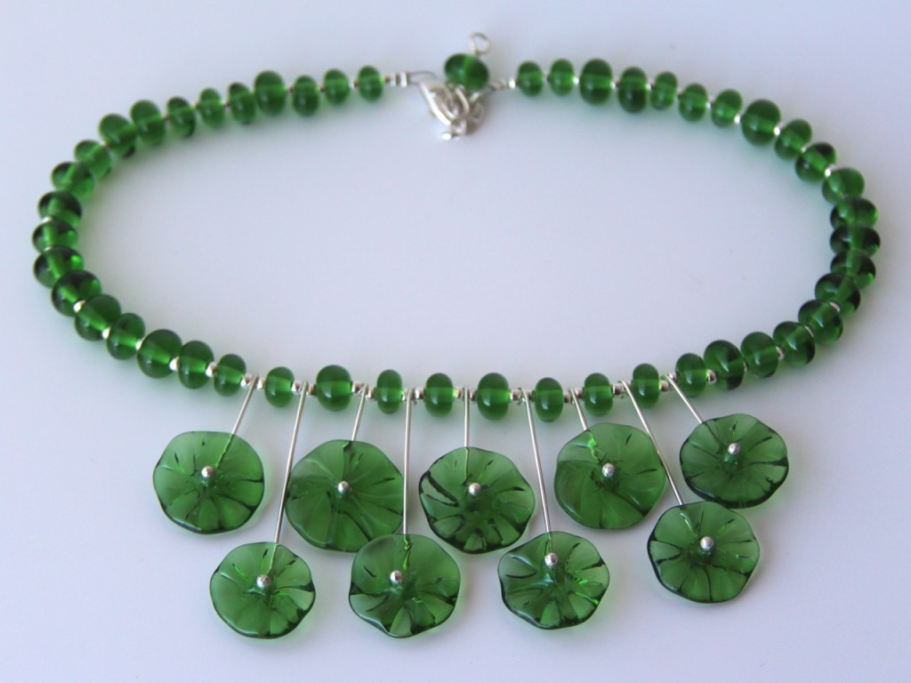 Handmade Recycled glass beads - beads made from a Peroni Beer Bottle