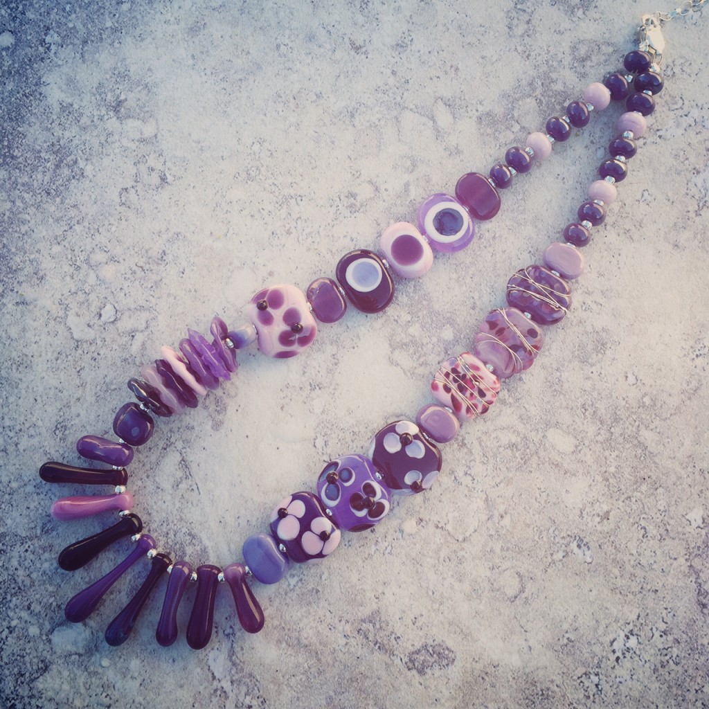 Beautiful purple handmade glass bead necklace by Julie Frahm