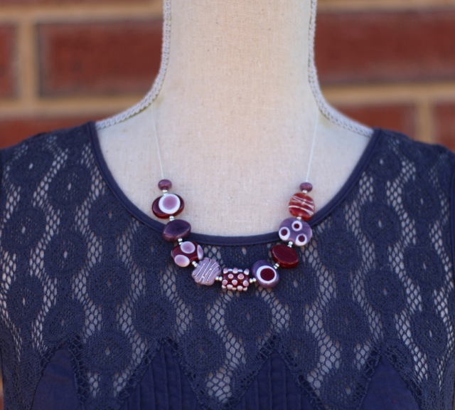 Brown and Purple Handmade Glass Bead Necklace by Julie Frahm