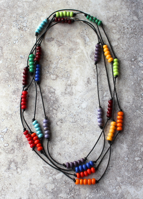 Colour Wheel Necklace on leather