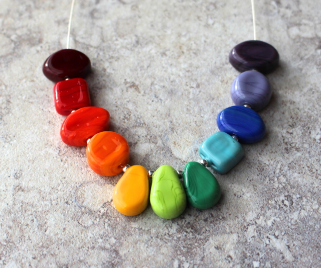 Love this colour wheel necklace by Julie Frahm with handmade glass beads