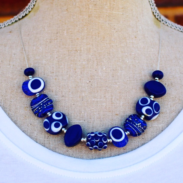 Stunning Cobalt blue necklace, handmade glass beads by Julie Frahm