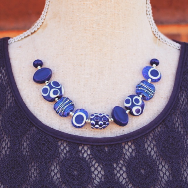 Stunning cobalt blue necklace, looks beautiful with a darker coloured dress