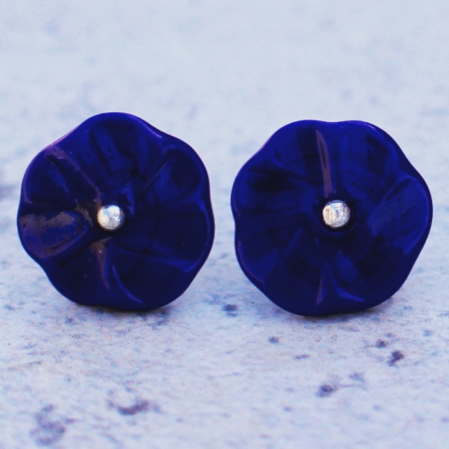 Cobalt earrings, handmade glass beads by Julie Frahm