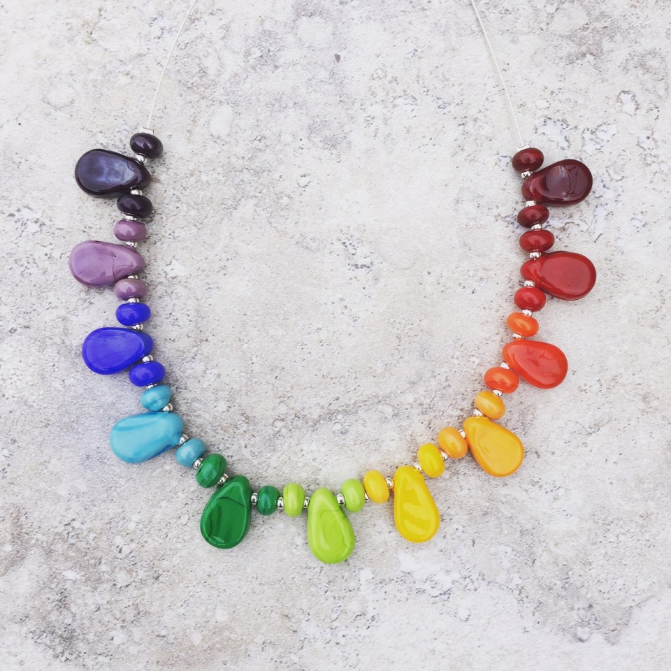 Rainbow Colour Wheel Necklace, beautiful handmade glass beads by Julie Frahm