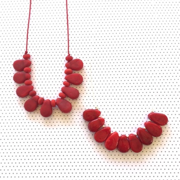 Red handmade glass bead necklaces by Julie Frahm