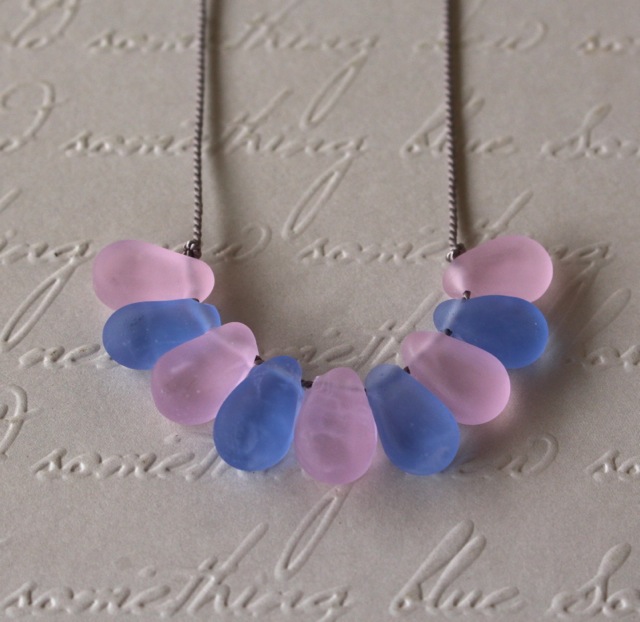 Rose Quartz and Serenity necklace on silk cord