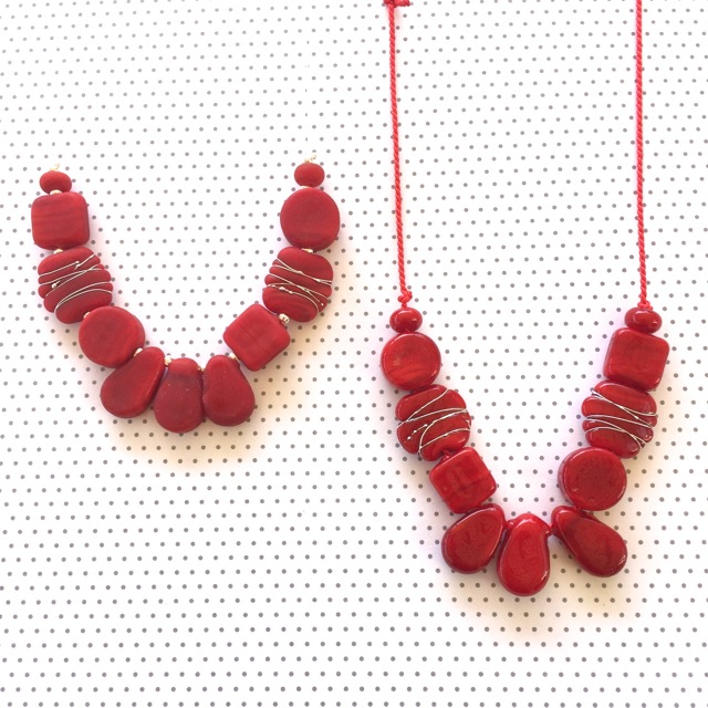 Red handmade glass bead necklaces by Julie Frahm