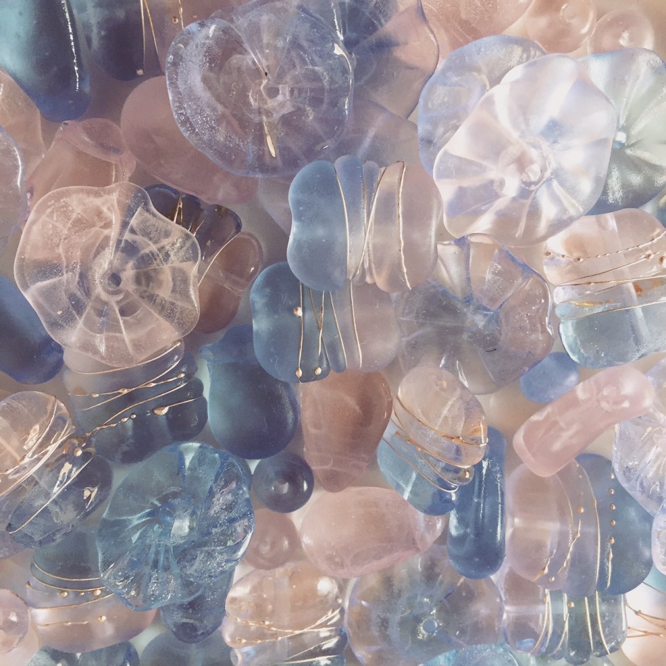 Rose Quartz and Serenity Handmade Glass Beads