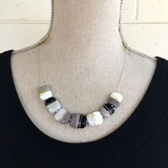 1. Grey, Black and White Shiny Necklace.  Special Colour Play price $45