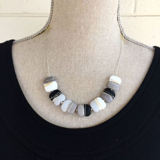 2. Grey, Black and White Etched Necklace.  Special Colour Play price $45