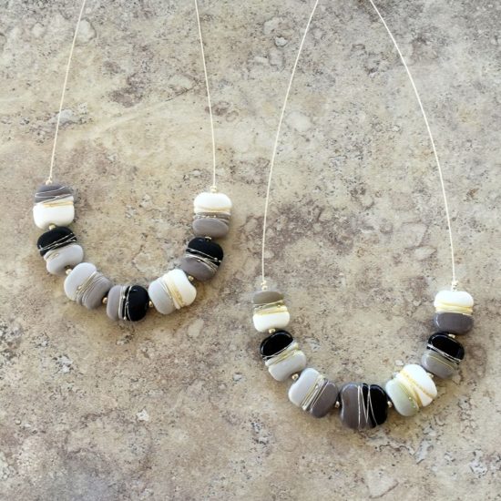 Grey, Black and White glass bead necklaces by Julie Frahm