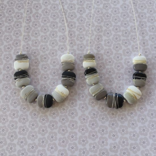 Grey, Black and White glass bead necklaces by Julie Frahm