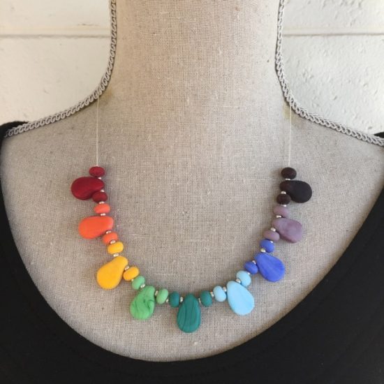 Colourful drop necklace (red ends)