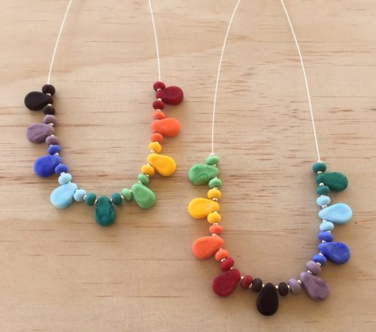 Colourful drop necklaces