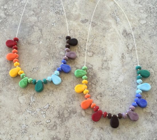 Colourful drop necklaces