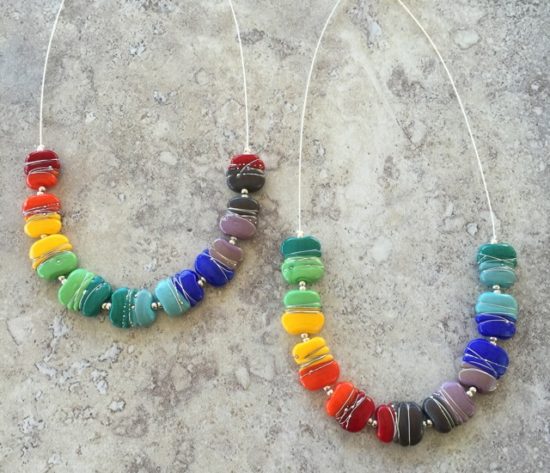 Colourful fine silver wire necklaces