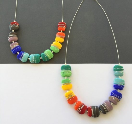 Colourful fine silver wire necklaces