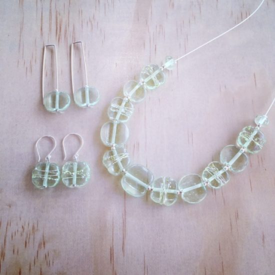 Green Depression Glass jewellery by Julie Frahm