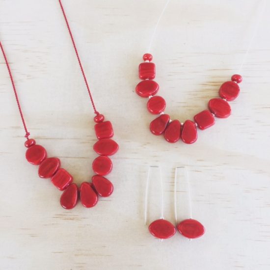 New Red handmade glass bead jewellery from Julie Frahm