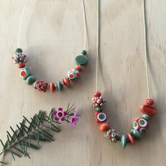 Olive Green and Coral necklace by Julie Frahm