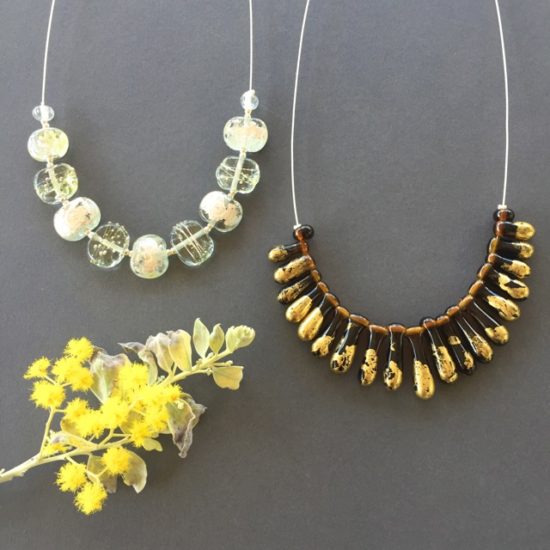 Silver Gold handmade glass bead jewellery by Julie Frahm