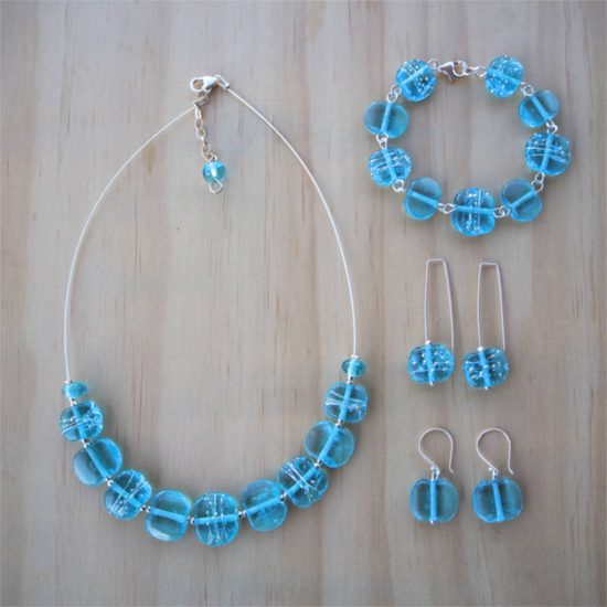 Bombay Sapphire Gin recycled glass jewellery