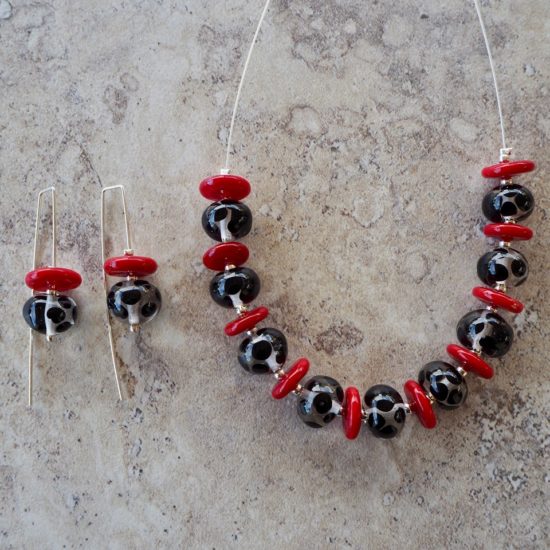 black and red glass necklace