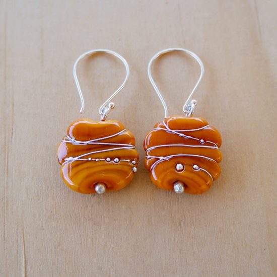 orange glass earrings