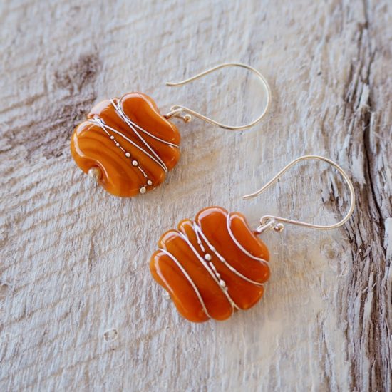 orange glass earrings