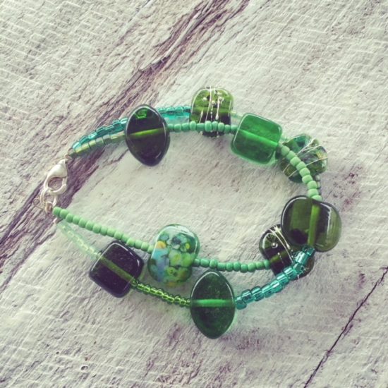 recycled green glass bracelet