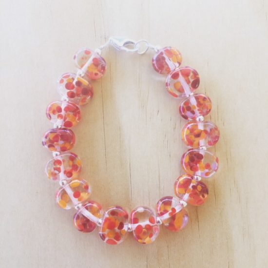 recycled glass bead bracelet 