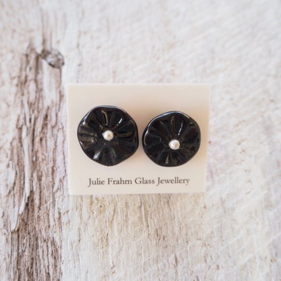 black flower earrings