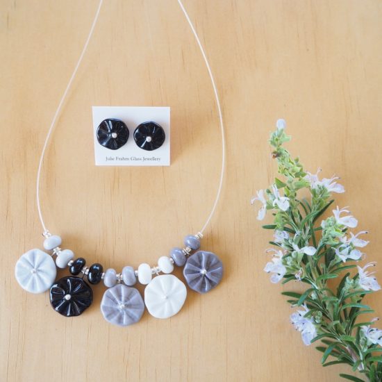 black and white flower necklace