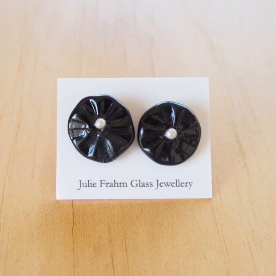 black flower earrings