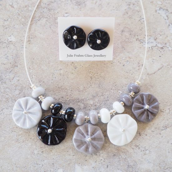 black and white flower necklace