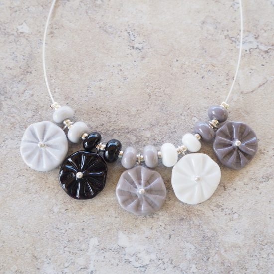 black and white flower necklace