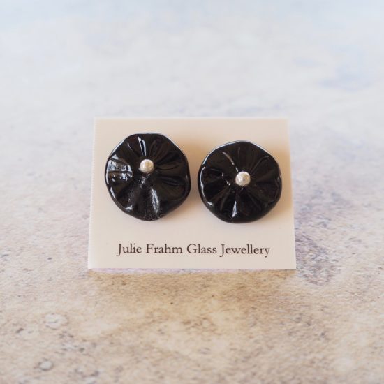 black flower earrings