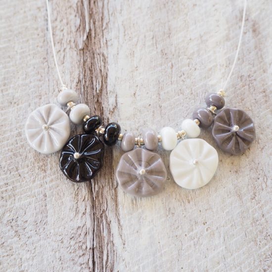 black and white flower necklace