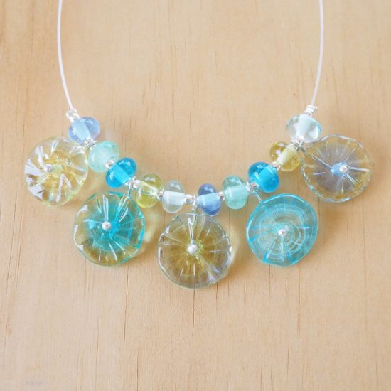 blue flower necklace