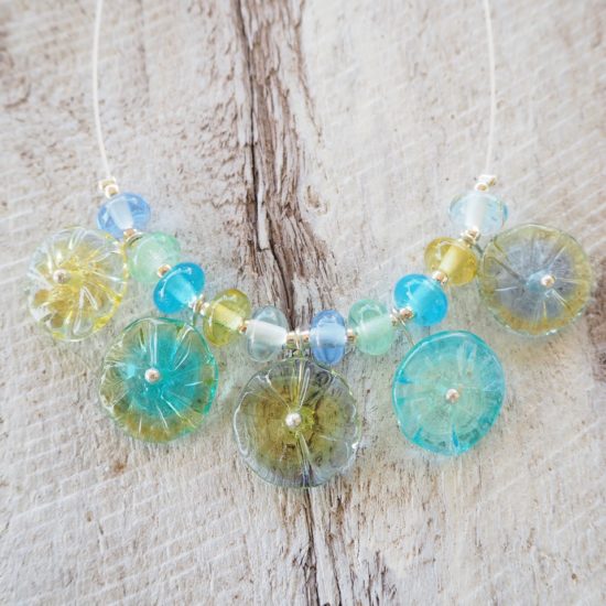 blue flower necklace