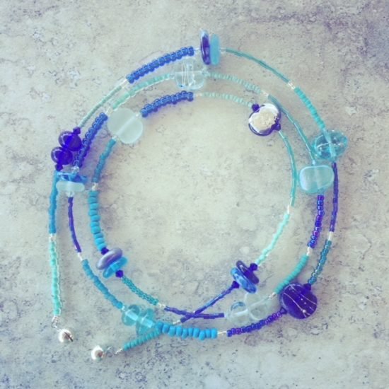 recycled glass bead necklace