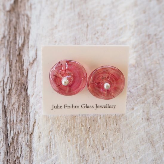 pink flower earrings