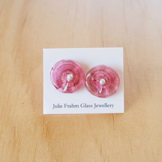 pink flower earrings