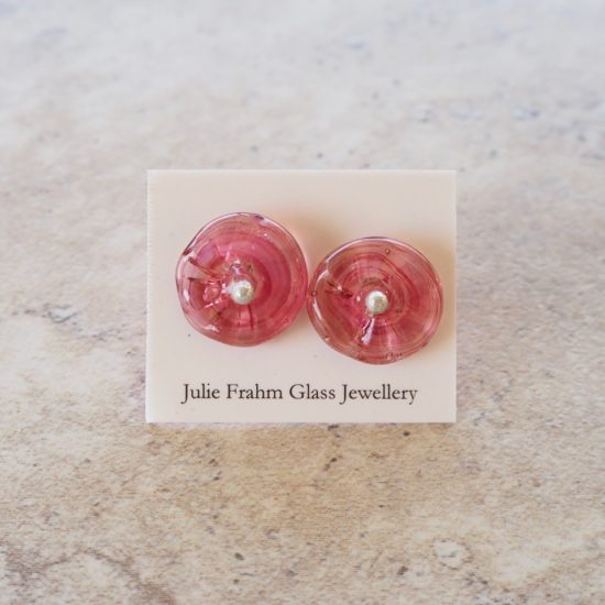 pink flower earrings