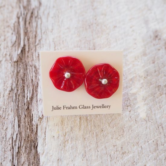 red flower earrings