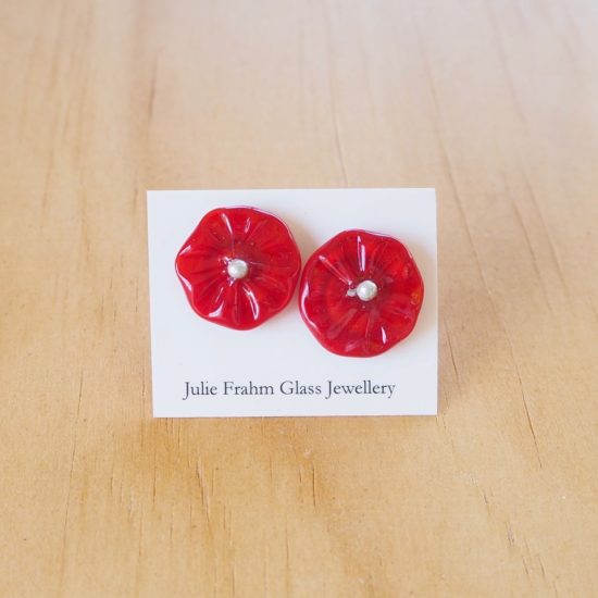 red flower earrings
